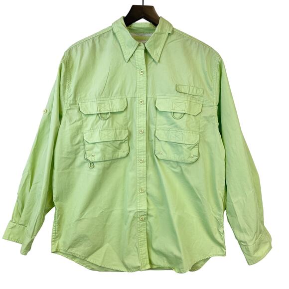 World Wide Sportsman Tops - World Wide Sportsman Womens Size L Cotton Utility Fishing Button Shirt Green